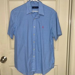 Polo Ralph Lauren blue plaid button down. Size Large.